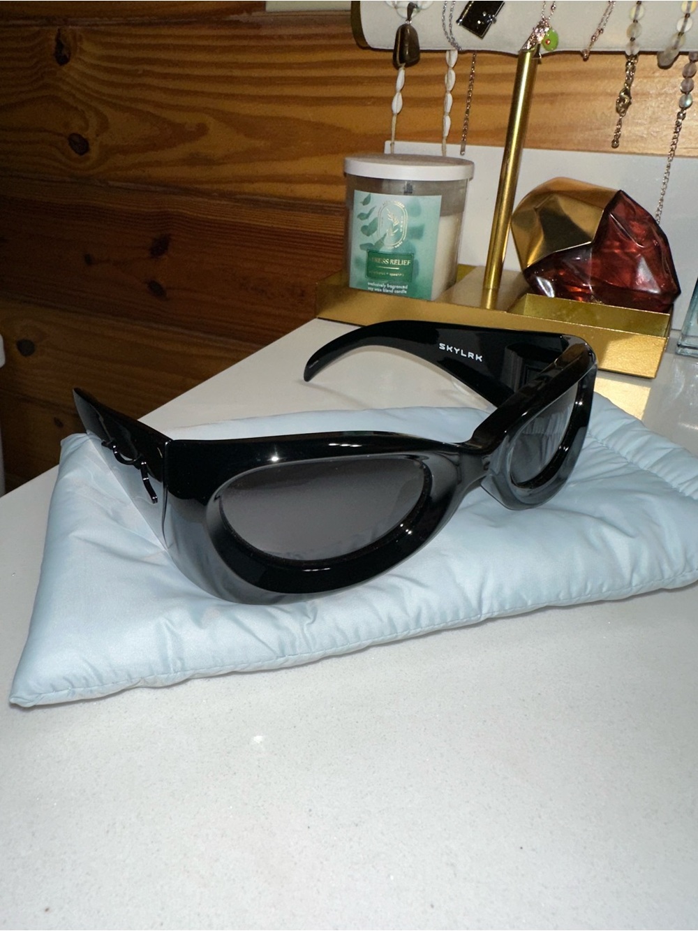 SKYLRK Glossy Black upside down sunglasses